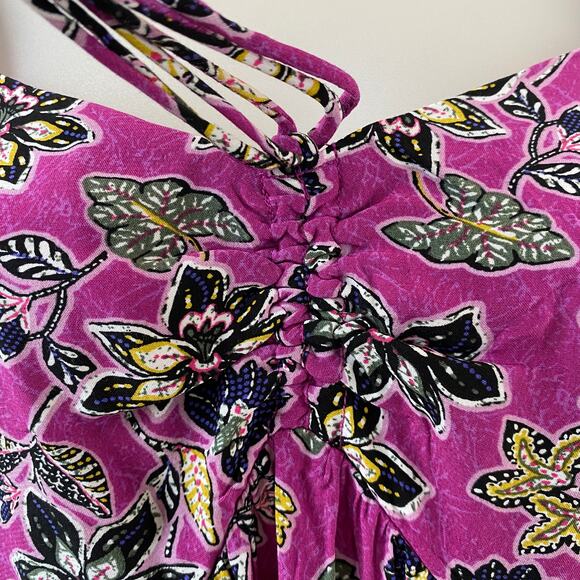 LOFT Hibiscus Halter Tiered Midi Dress Women Size 6‎ Purple Boho Cottagecore NWT - Picture 5 of 11